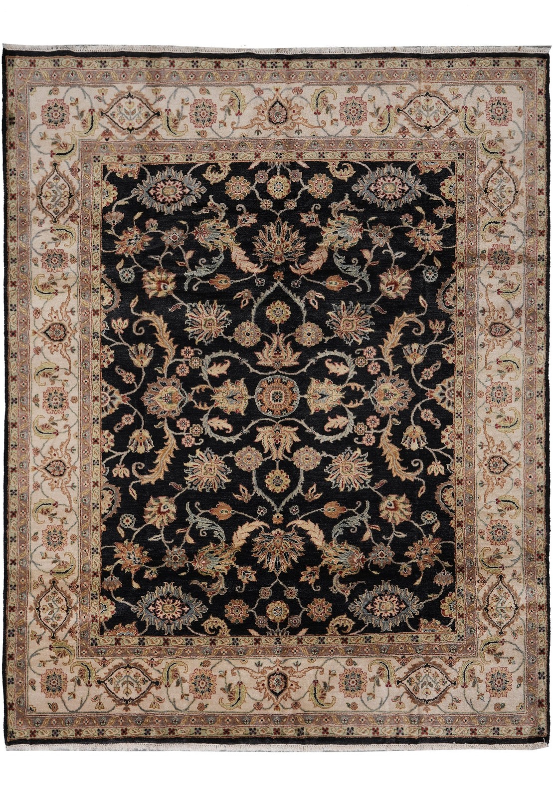 8×9 Jaipur (93 x 113 in) Black Soft Hand-Knotted Rug PIX-12657