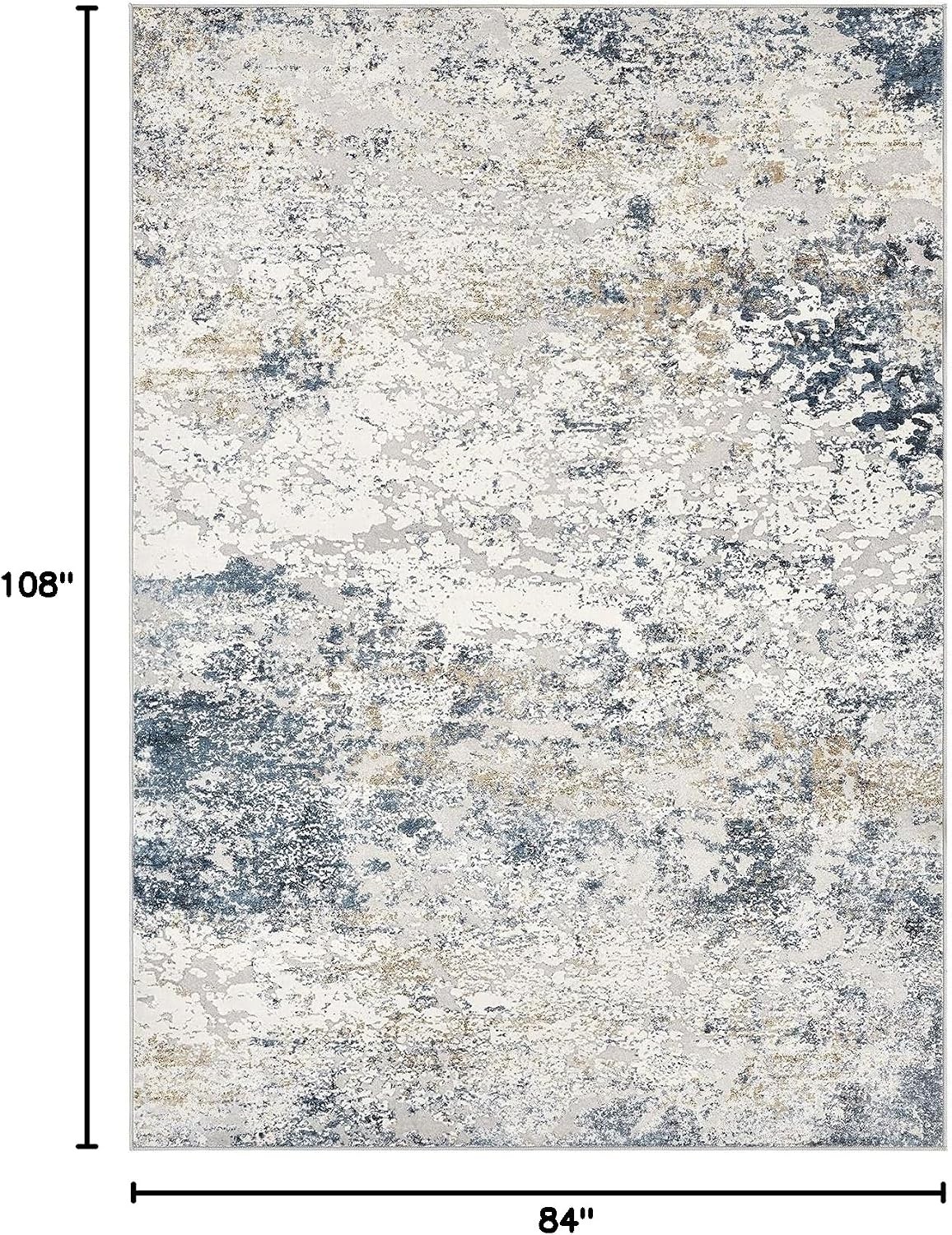 Area Rug Living Room Rugs – 7×9 Large Soft Indoor Neutral Modern Abstract Low