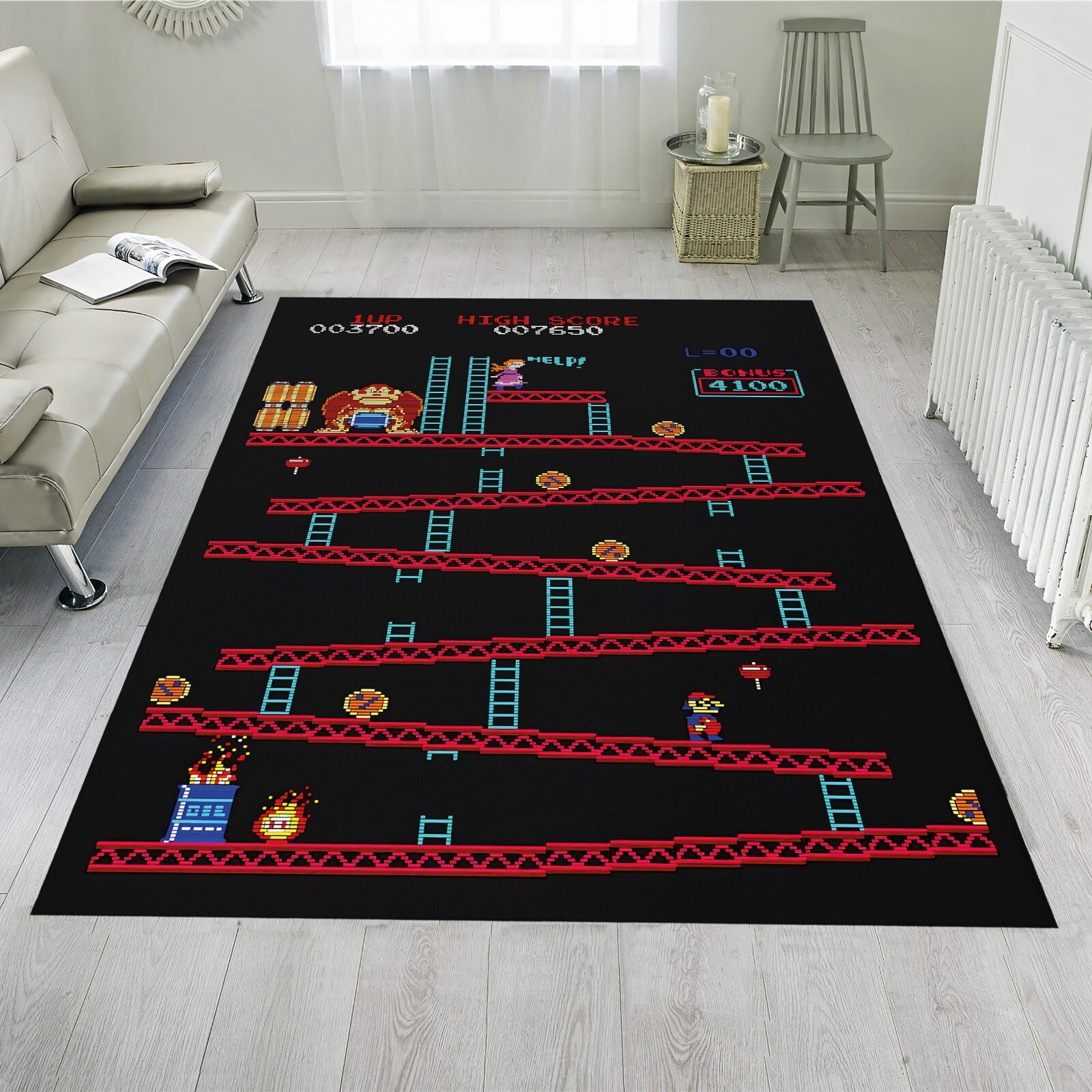 Game room rug, 80s retro rug, 80s video game rug, 80s rug, gamer rug