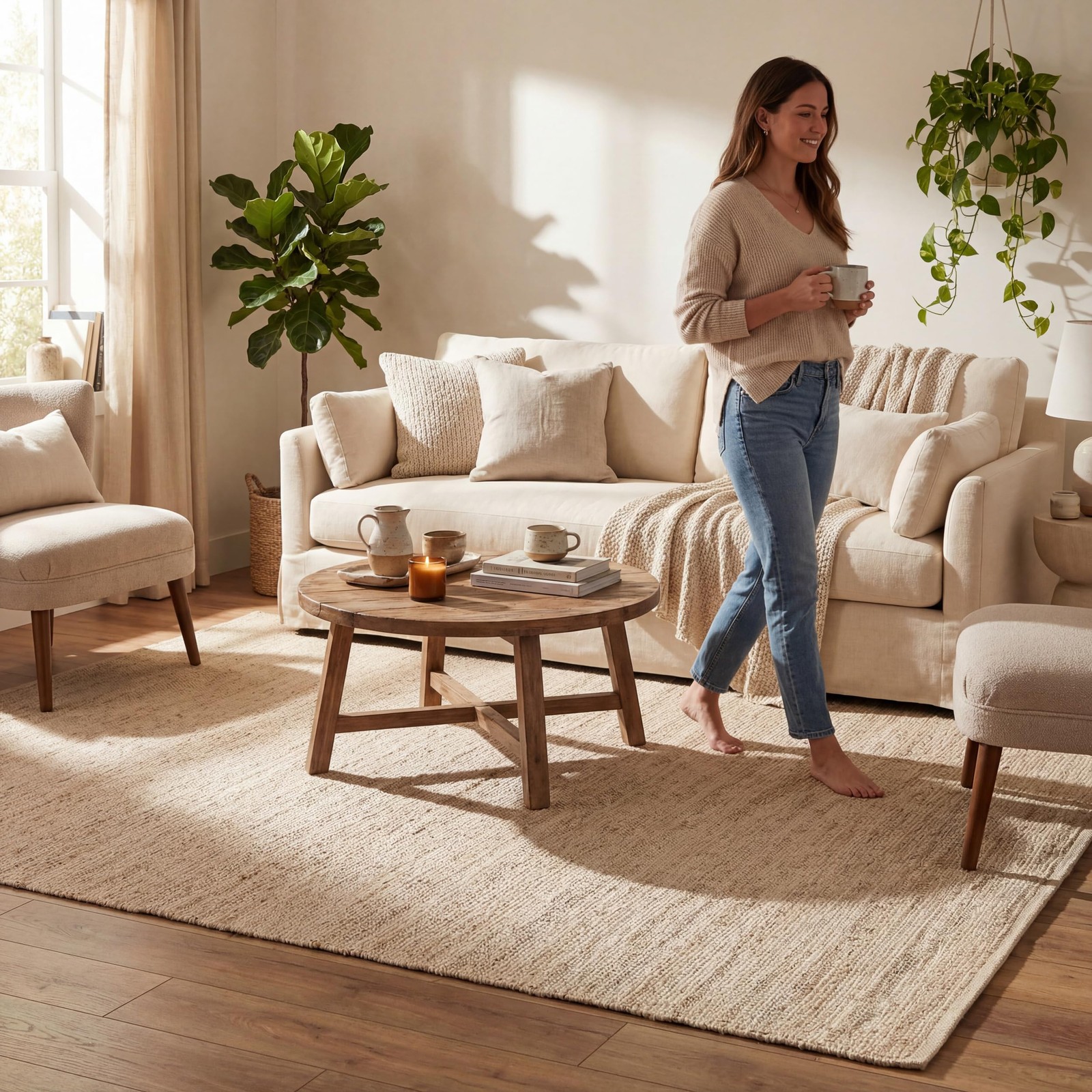 nuLOOM Elfriede 2’6″ x 6′ Jute & Cotton Area Rug, Natural