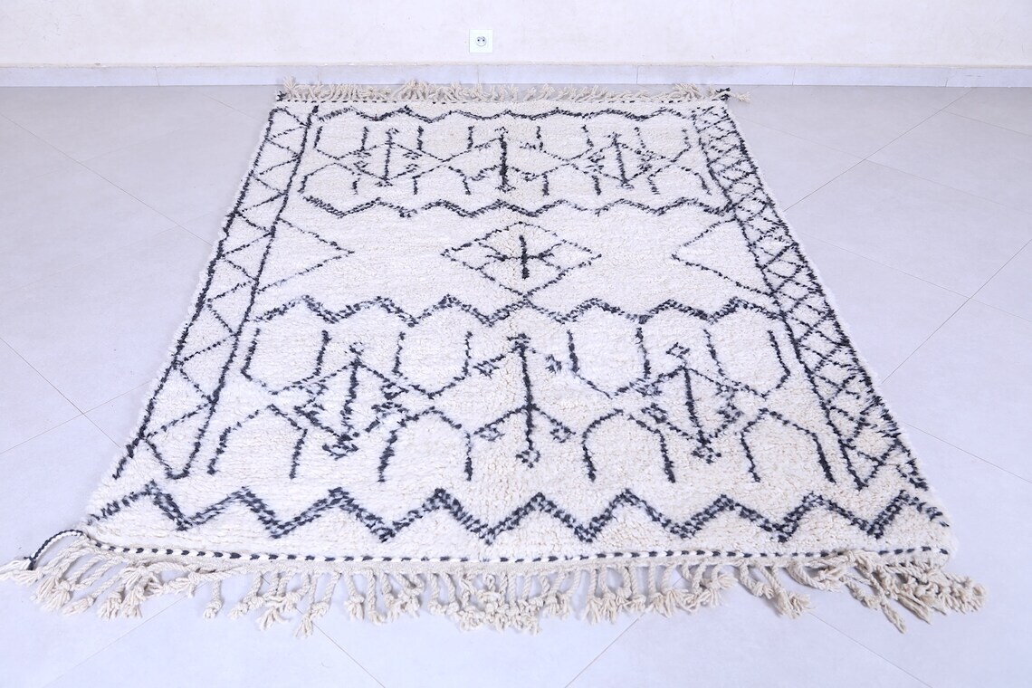 Moroccan rug 5.2 x 7.2 Feet Beni ourain rug Morocco rug Handmade rug Moroccan
