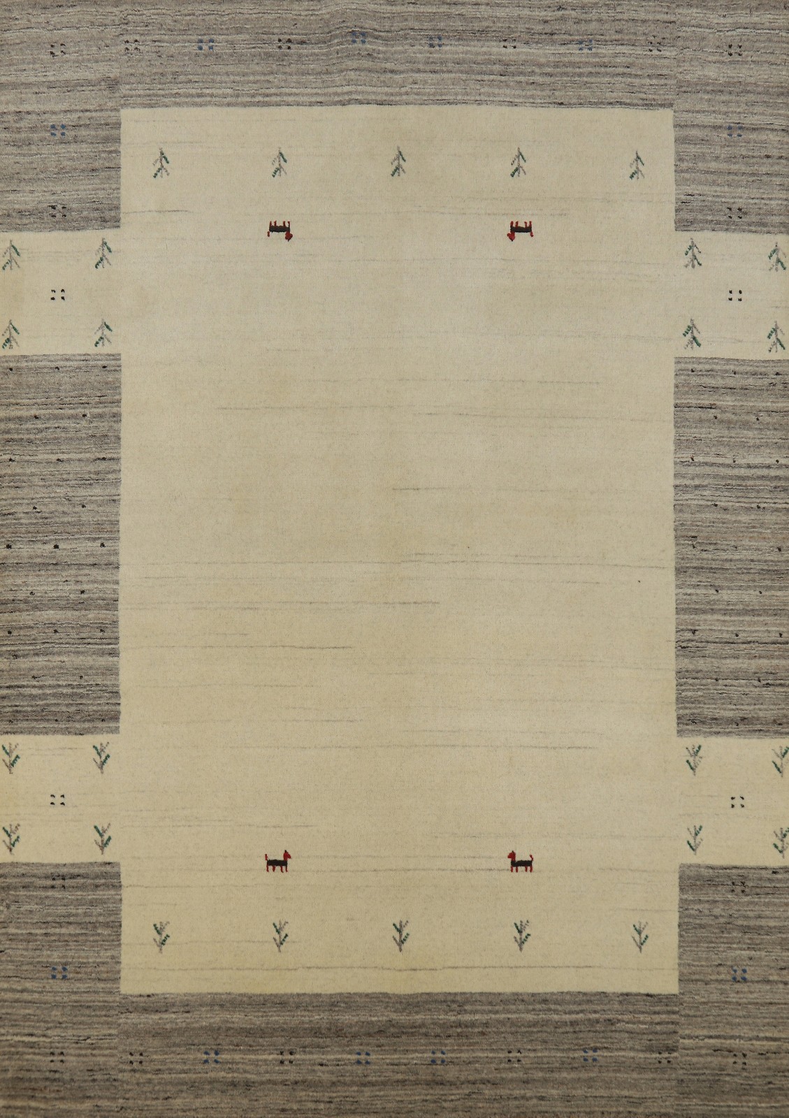 Modern Beige Animal Pictorial 5×6 Hand-Knotted Wool Area Rug