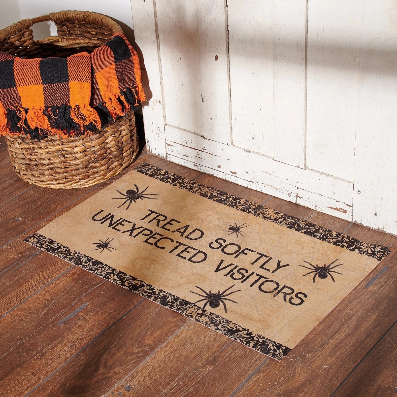 Tread Softly Unexpected Visitors Outdoor/Indoor Rug 34″ x 20″ Halloween NWT