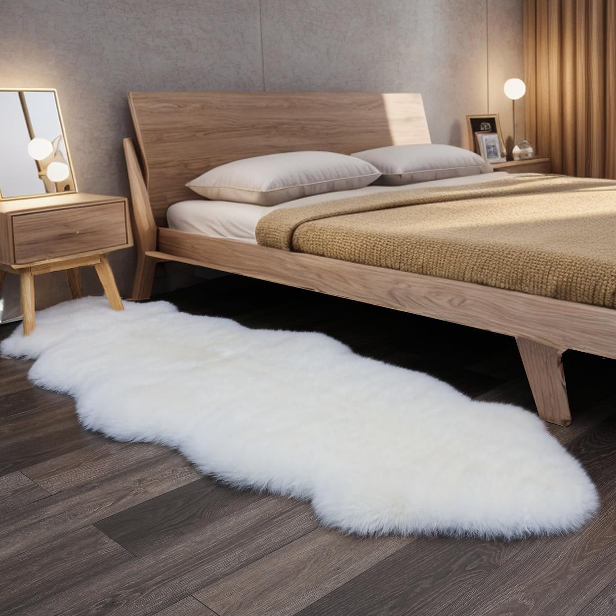 Ivory New Zealand Sheepskin Area Rug 2x6ft – Soft Fur for Home Decor