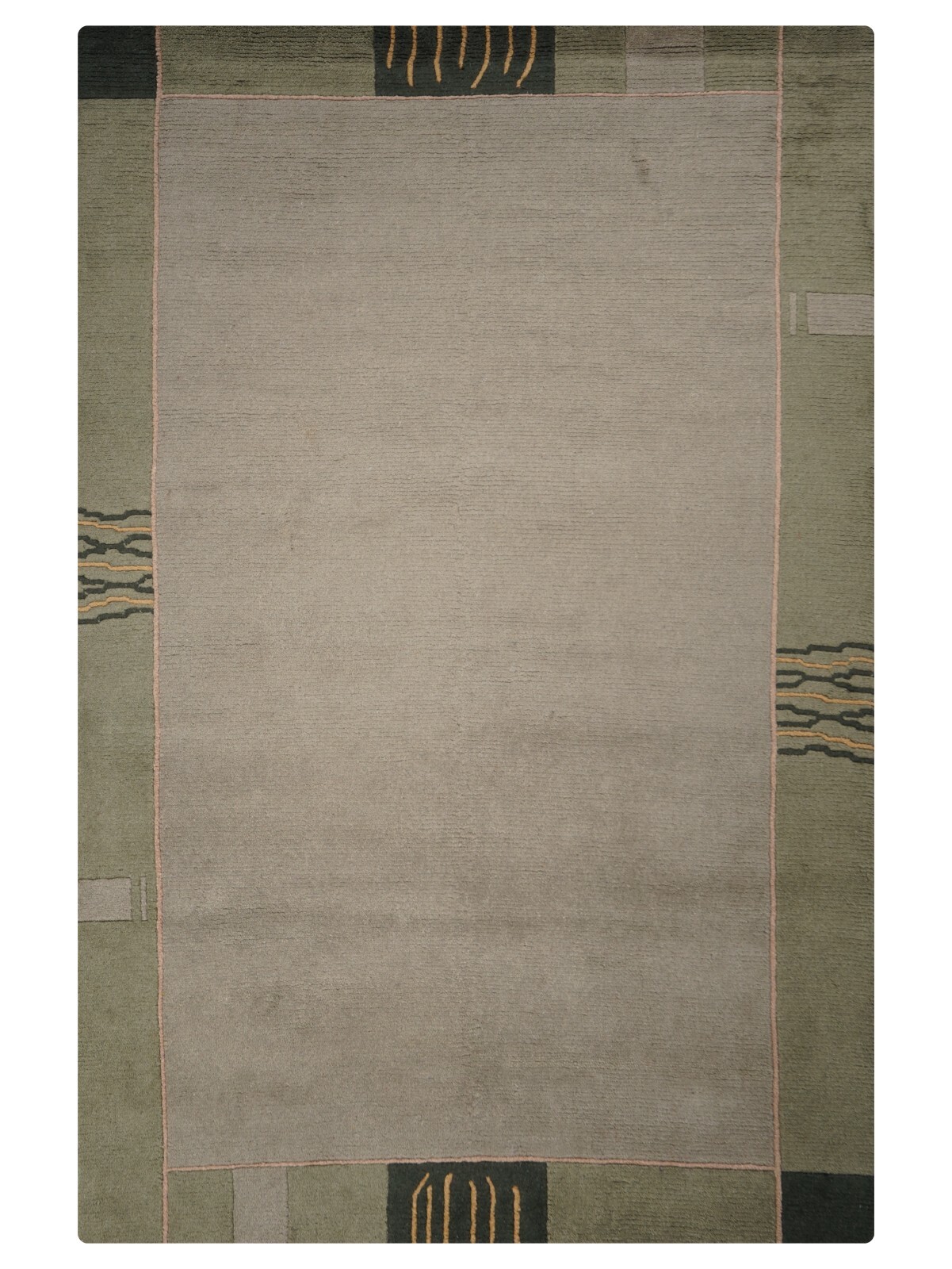 Eco-Friendly Hand Knotted Tibbati Wool Area Rug Contemporary Green BBT00206