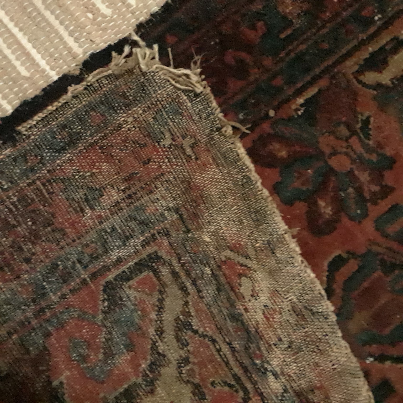 Floor Doormat Wool Turkey Area Rug 2.5 x 4.5 ft Vintage Distressed Pink Red Blue