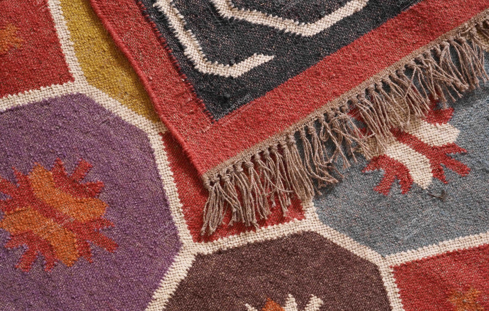 Indian Hand Woven Natural Fiber Wool Jute Modern Flatweave Kilim Jute Area Rugs
