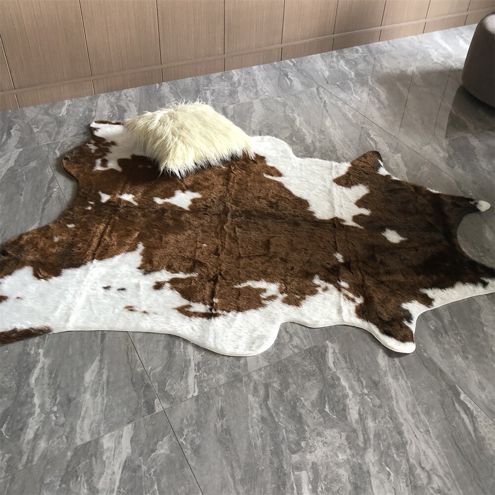 Cow Print Rug Faux Cow Hide Animal Print Carpet Door Mat Rug Cowhide 110*84 CM