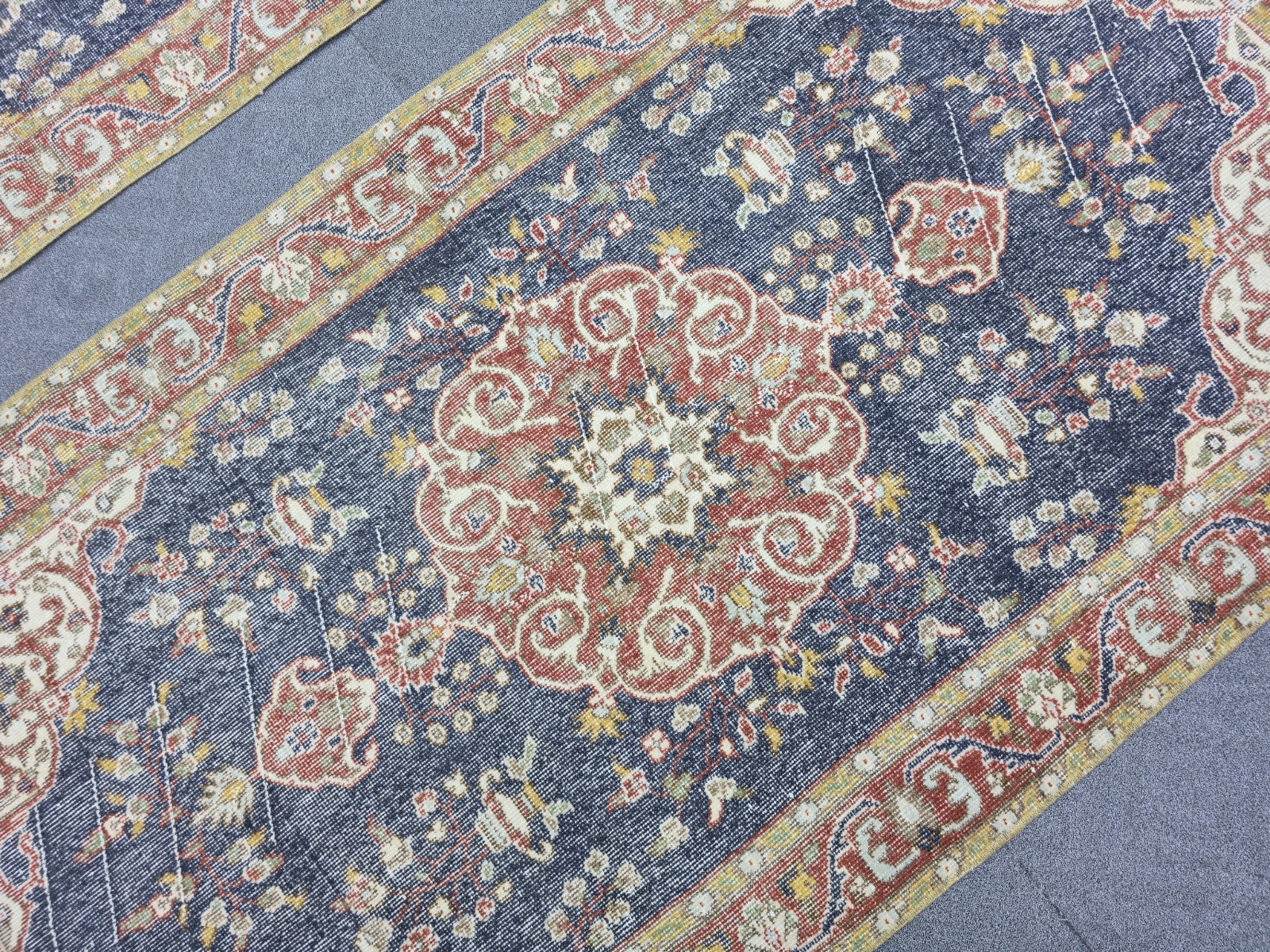 Muted Navy Oushak Wool Rug Pair 3.5×6.7 Twin Vintage Turkish Rugs Terracotta
