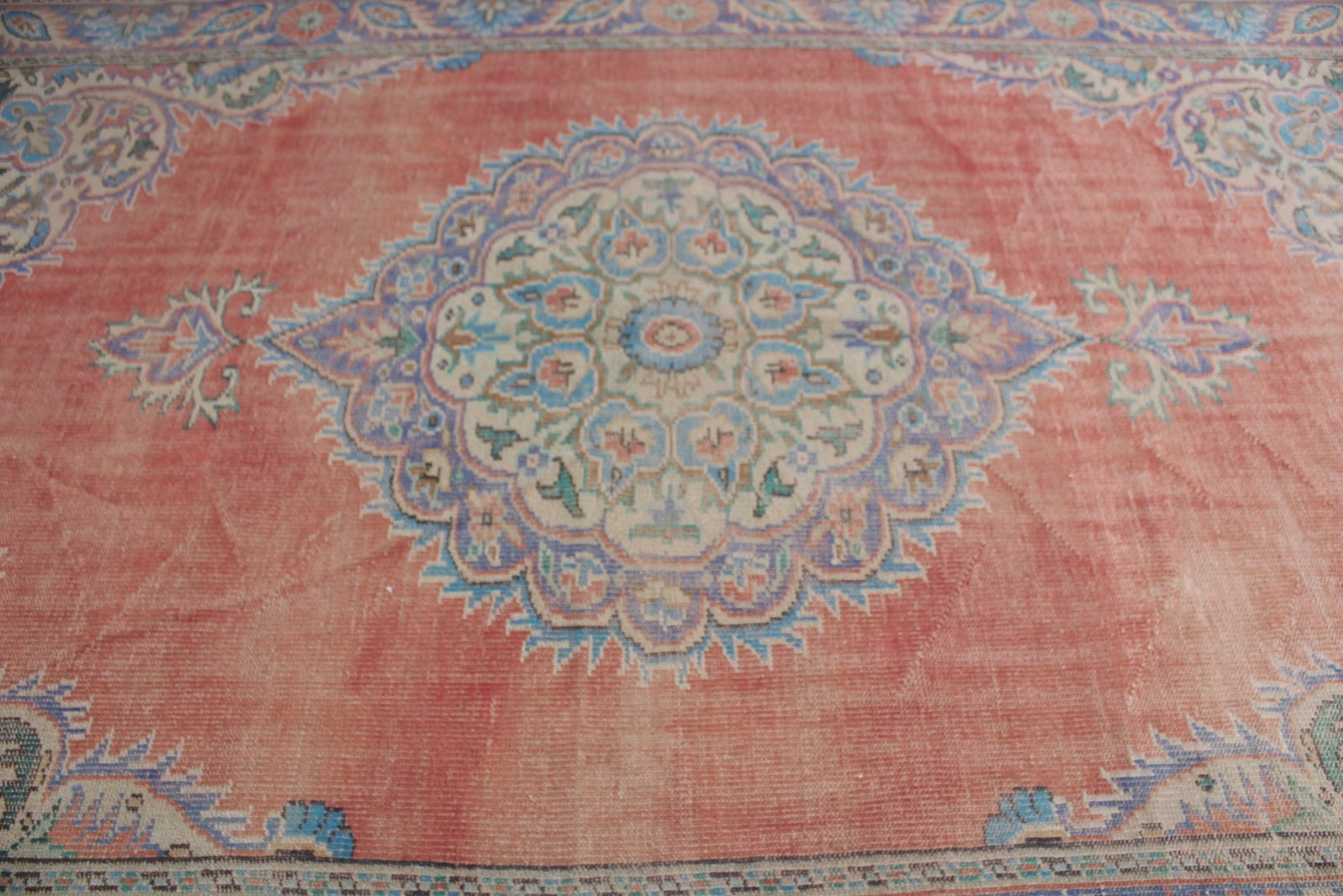 Turkish Rug, Oversize 7,2×11 ft Rug, Red Oriental Rug