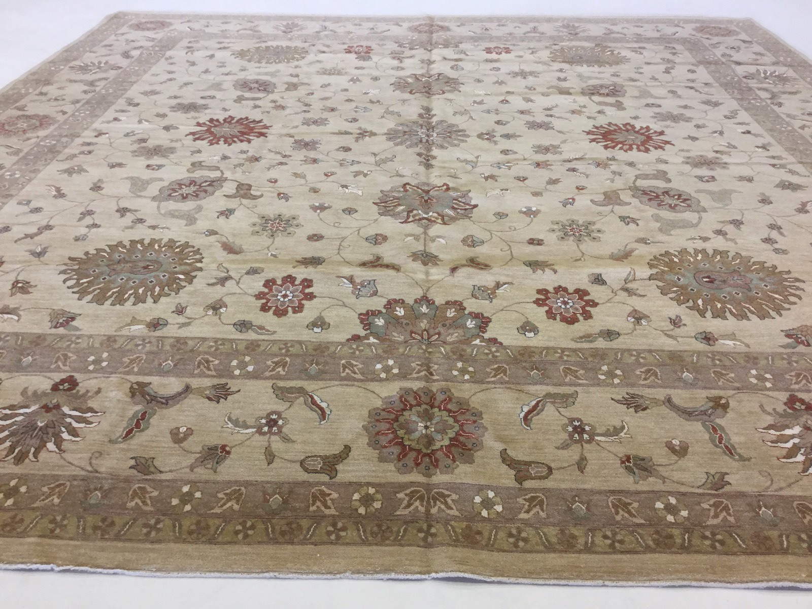 16′ x 16′ Square Beige Very Fine Ziegler Oriental Area Rug Hand Knotted Wool