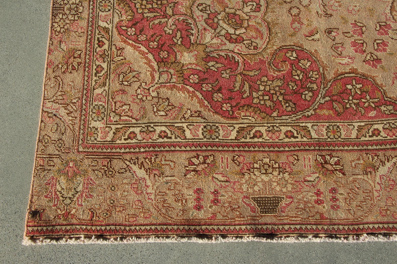 7,6×11,5 ft Turkish Rug, Red Floral Vintage Wool Rug