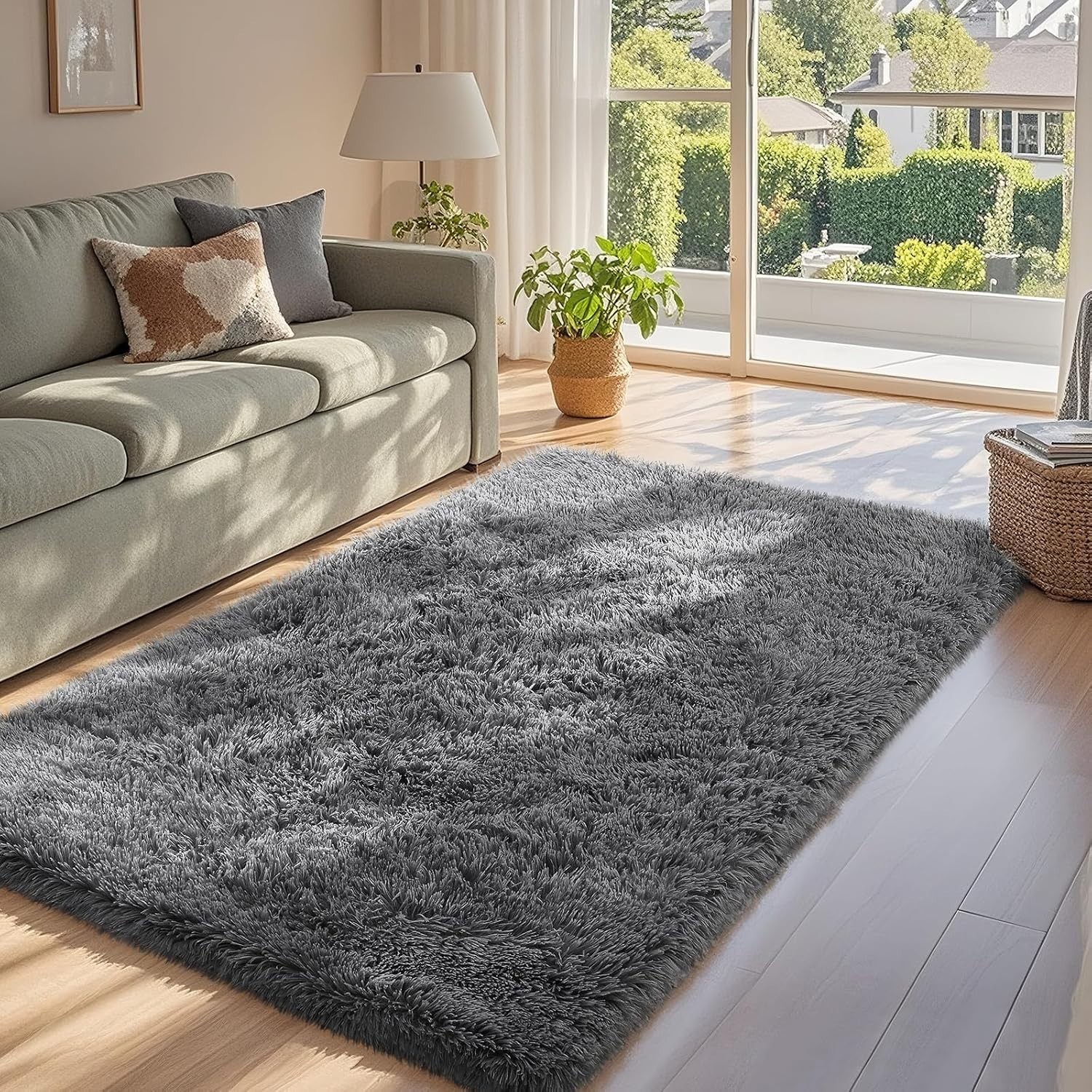 Chic 3×5 Fluffy Area Rug with Anti-Slip Base – Ideal for Student Dorms & Homes