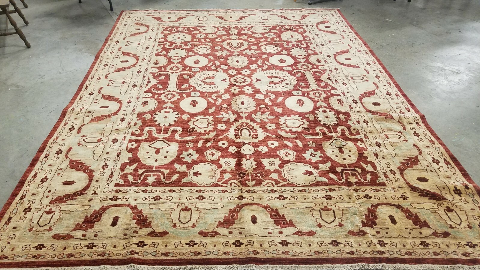 ANTIQUITY HAND-KNOTTED TURKISH OUSHAK TRIBAL-ZIGLAR WOOL MUTED RUG 9′ X 12′