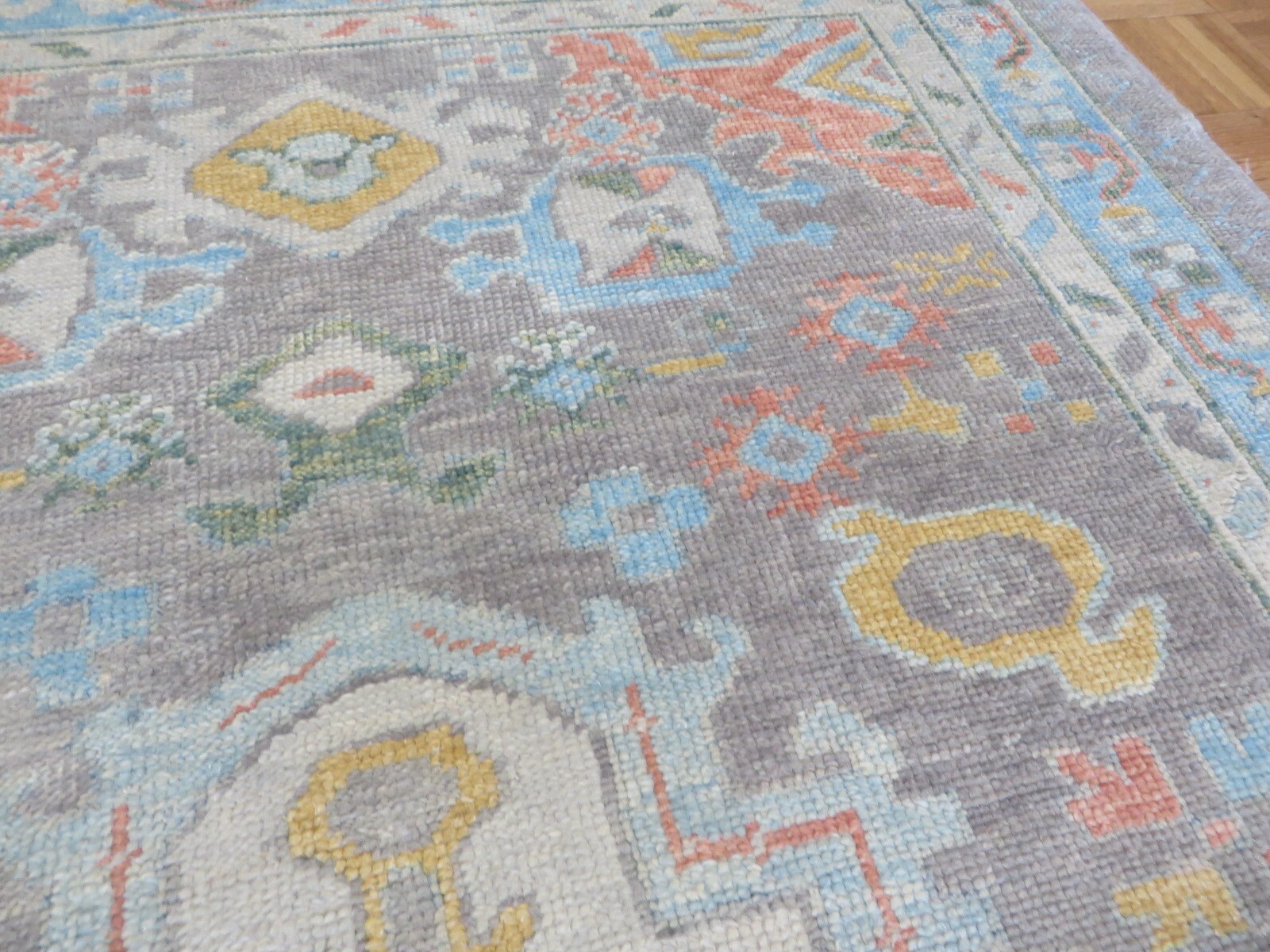 4’8 x 7’2 Hand Knotted Gray Colorful Turkish Oushak Oriental Rug G15500