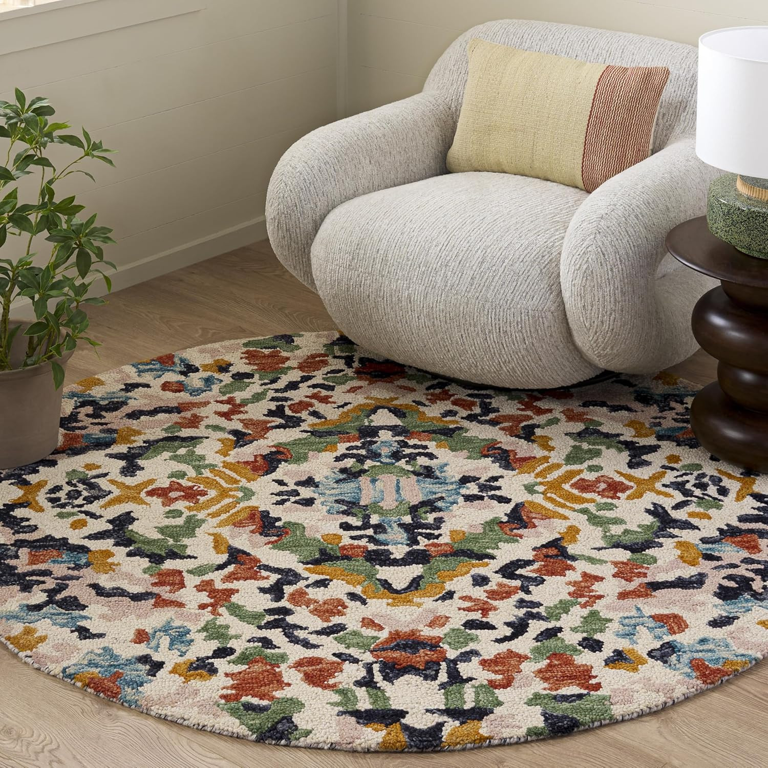 Handmade Aspen Collection 5′ Round Area Rug – Ivory & Pink for Any Room