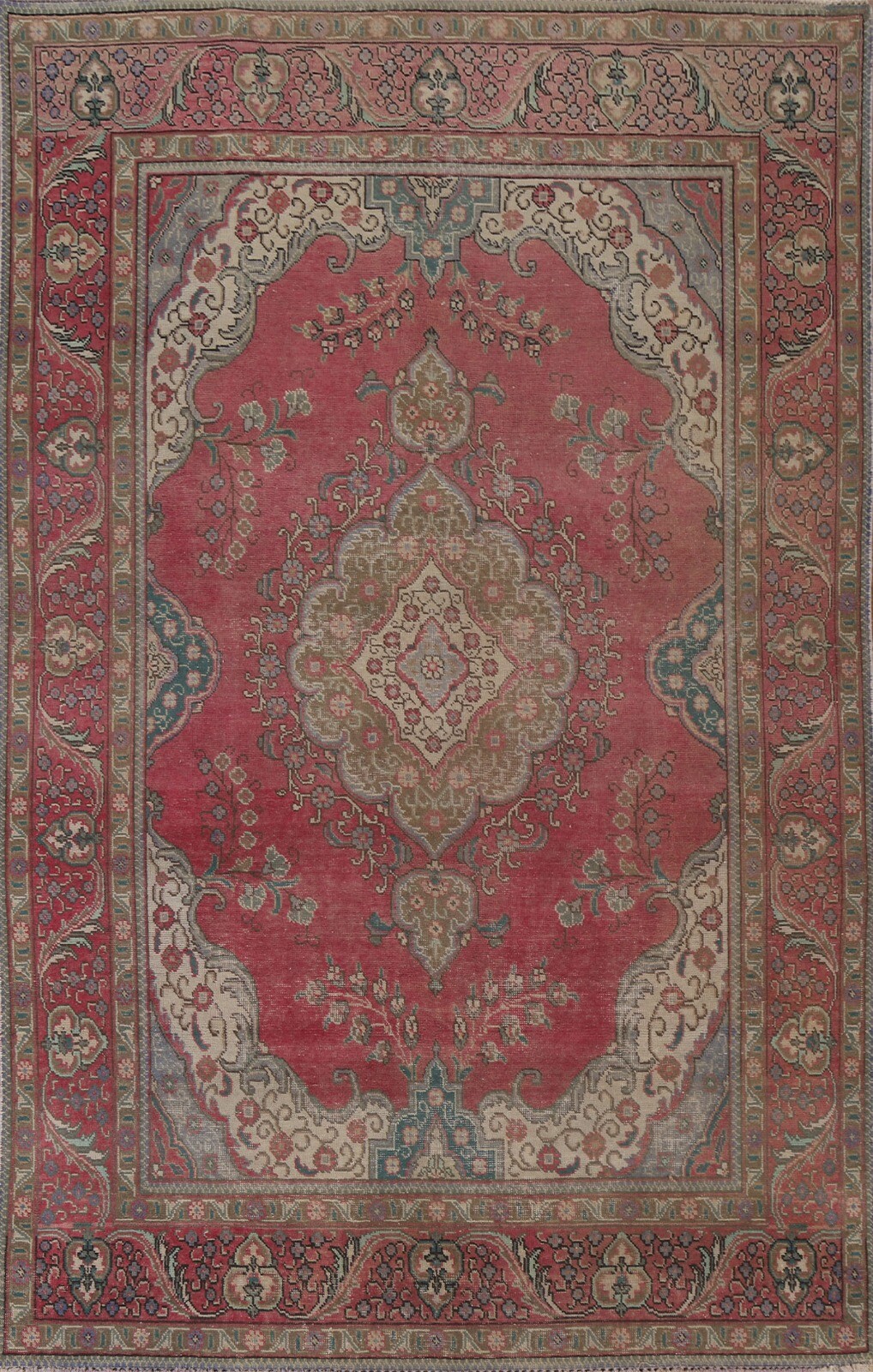 Vintage Traditional Red Wool Area Rug 6’x10′ Wool Hand-made Living Room Carpet