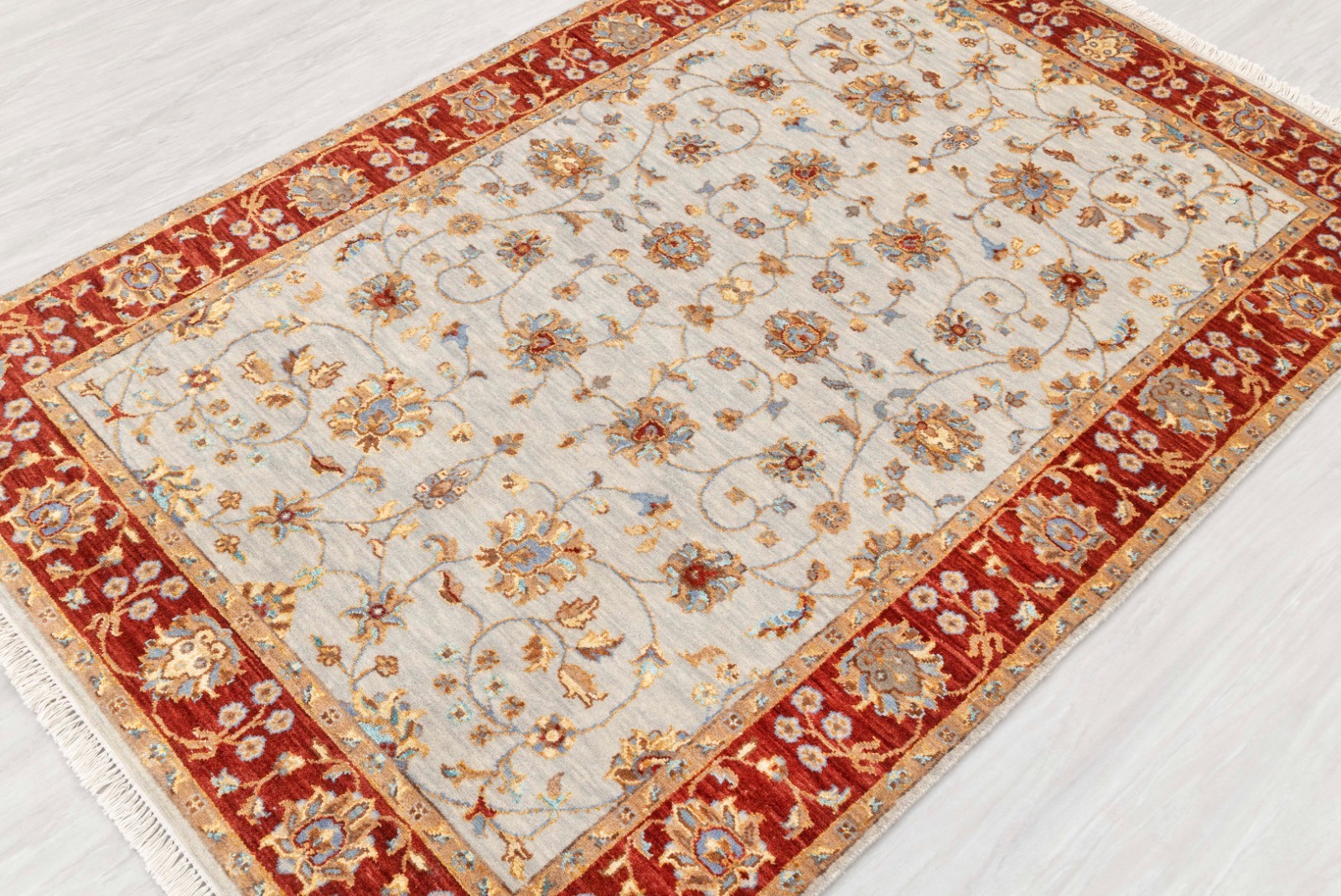 4×6 Blush Grey Rust High Quality Ziegler Hand Knotted Wool Soft Feel Rug