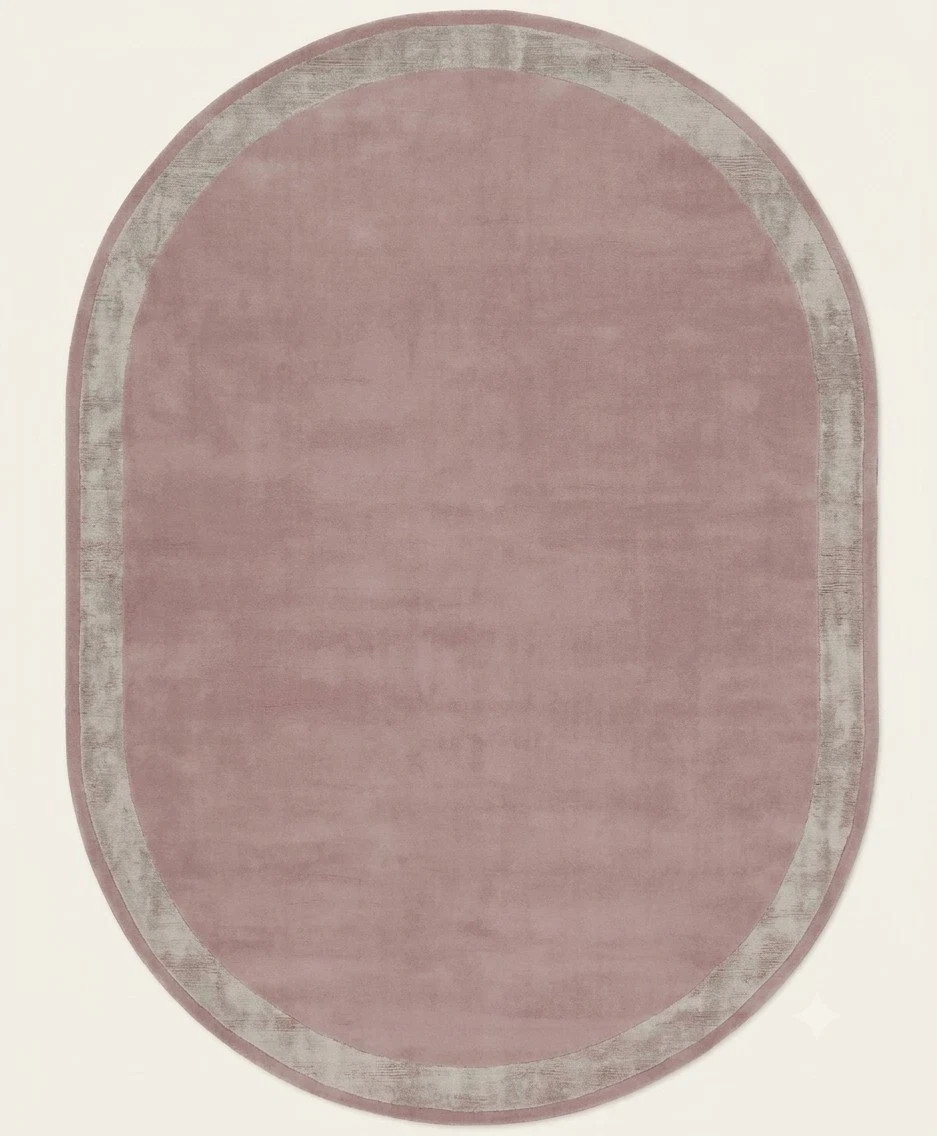 Elegant Pink Border Area Rug – Soft Modern for Living Room Handmade Carpet