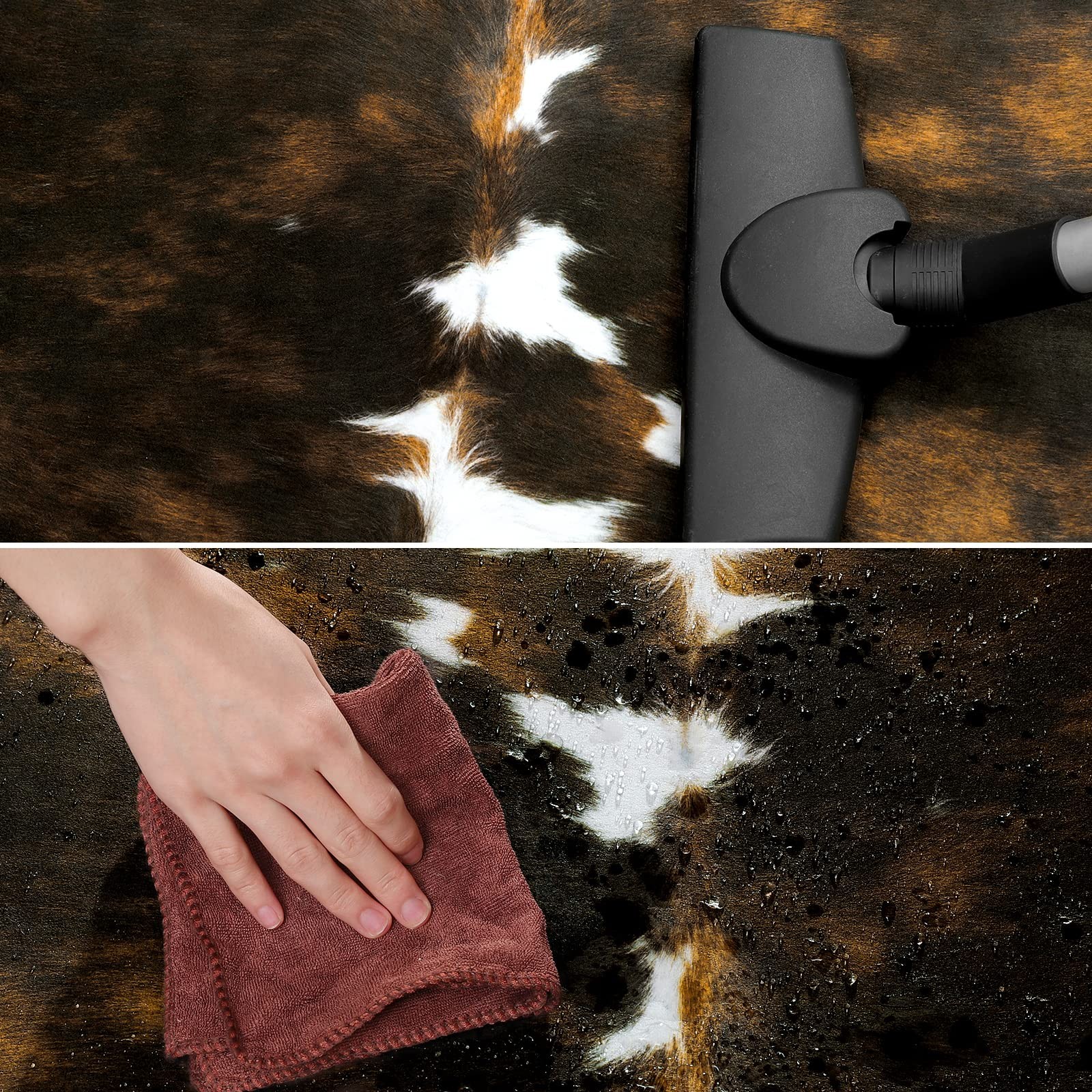 3×4 Ft Dark Brown Faux Cowhide Rug Small Cow Print Animal Carpet Bedroom