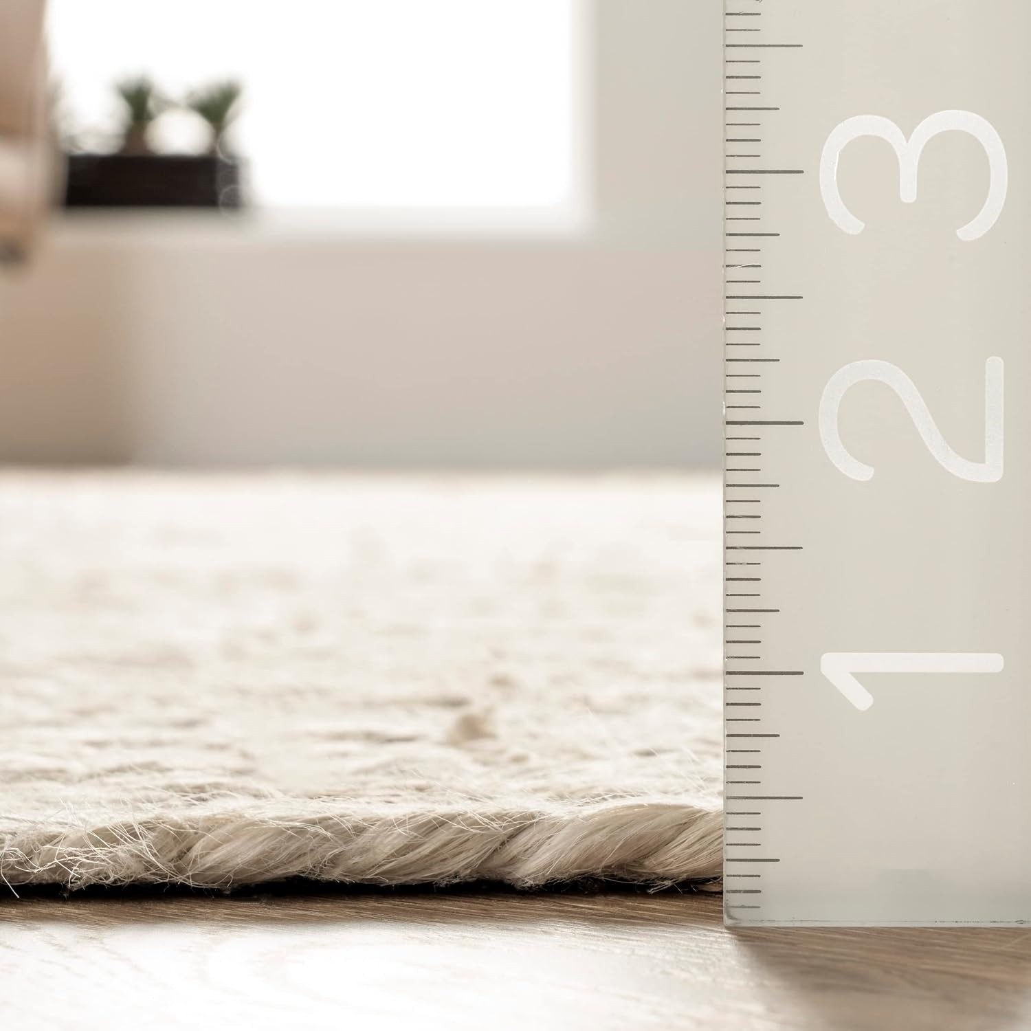 4 round Rigo Jute Hand Woven Area Rug, off White, Solid Farmhouse Design, Natura