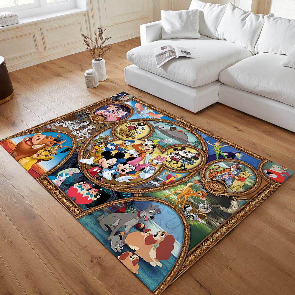 Disney Mickey Minnie All Characters Rug Colorful Cartoon Carpet for Room