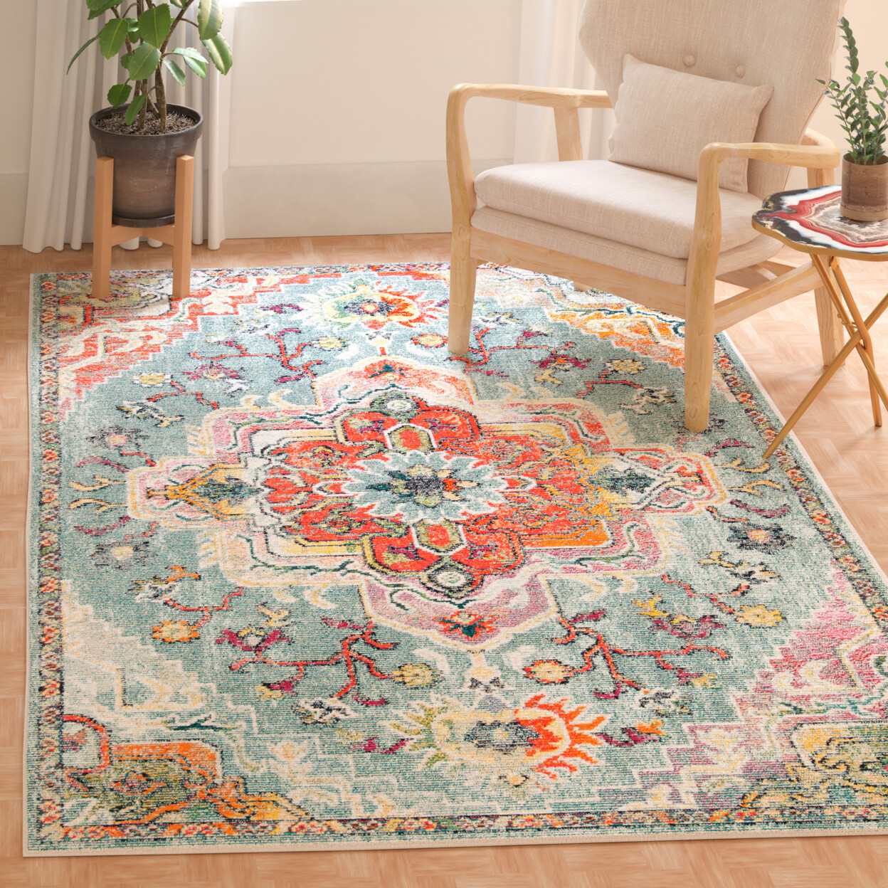 SAFAVIEH Crystal CRS501J Teal / Orange Rug