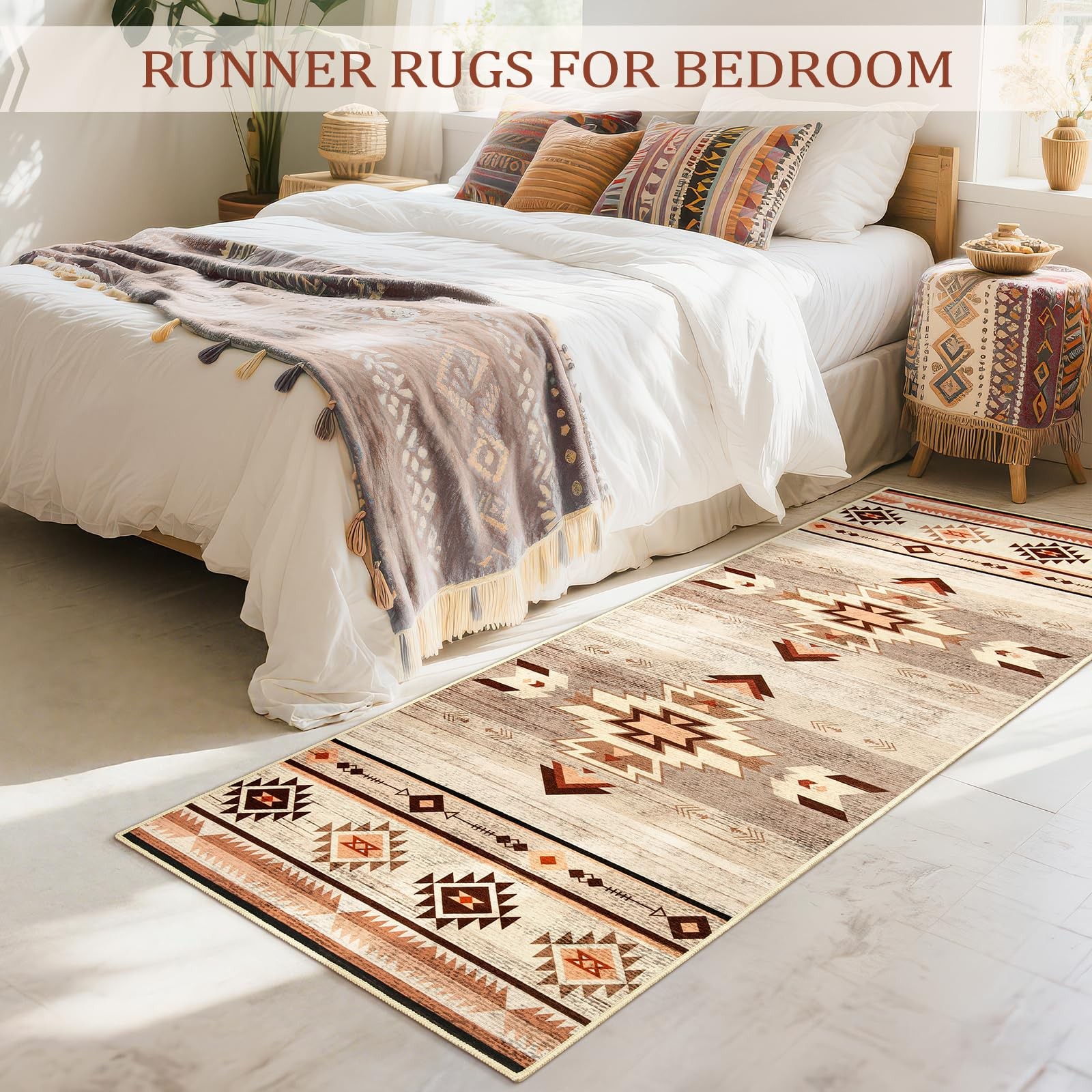 B BENRON Western Hallway Runner Rug 2 x 6, NonSlip Long Runners for Bedroom K…