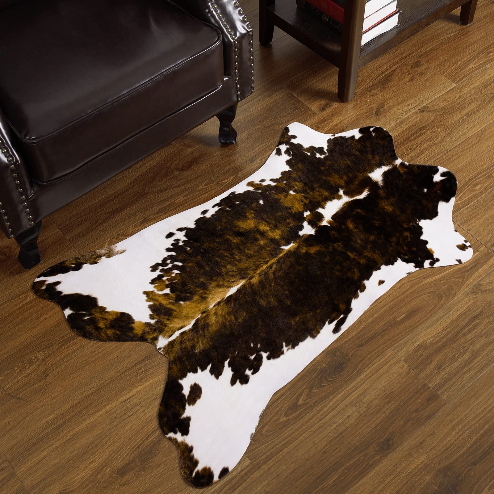 Cowhide Rug Small Cow Print for Bedroom Living Room Dark Brown 3.6 x 2.3 Feet