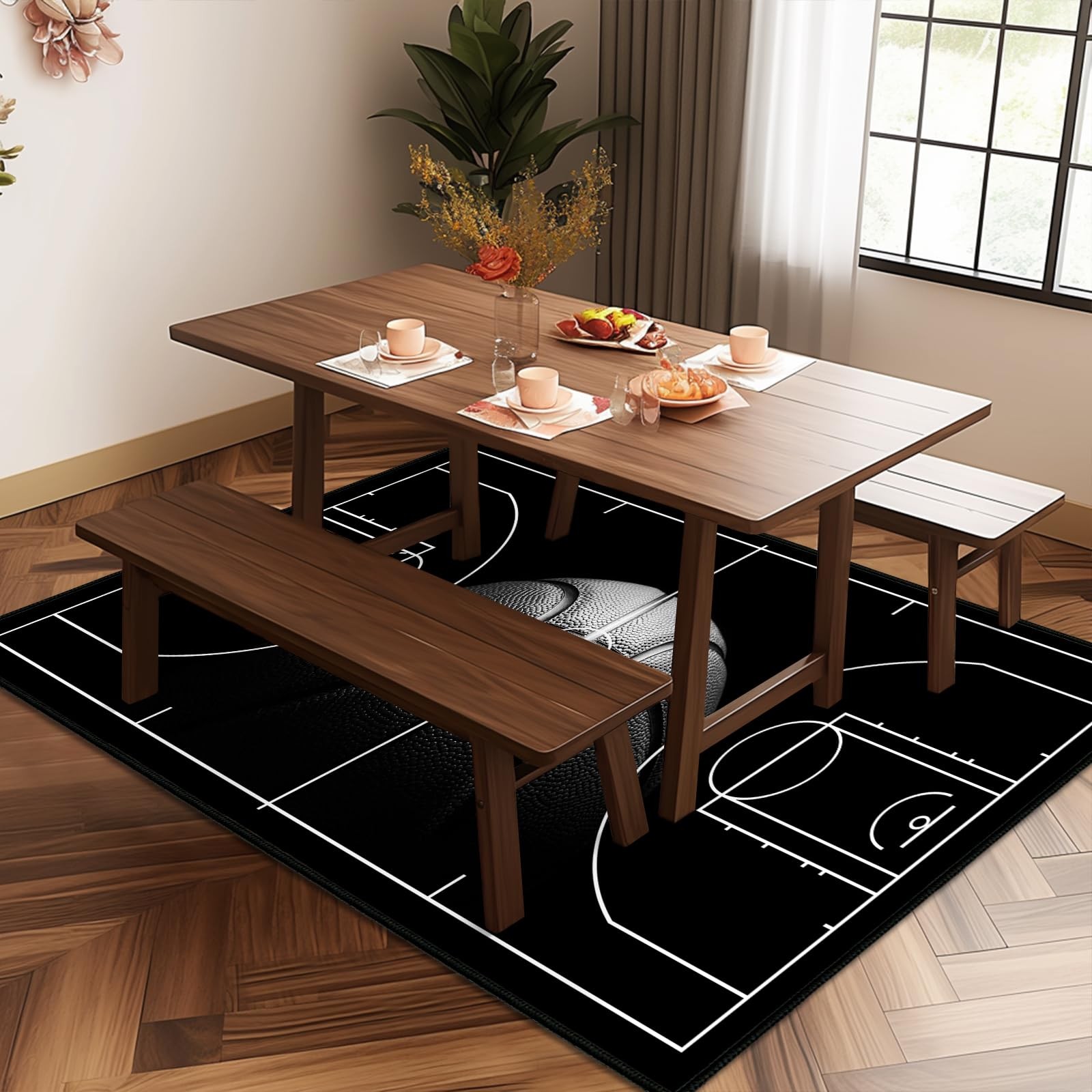 Basketball Rug for Bedroom Area Rug 5×7 Washable Sports Area Carpet Non Slip …