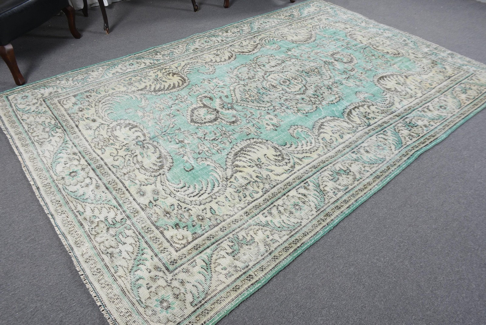 Turkish Large Rug 5,4×9,6 ft, Blue White Moroccan Rug Wool