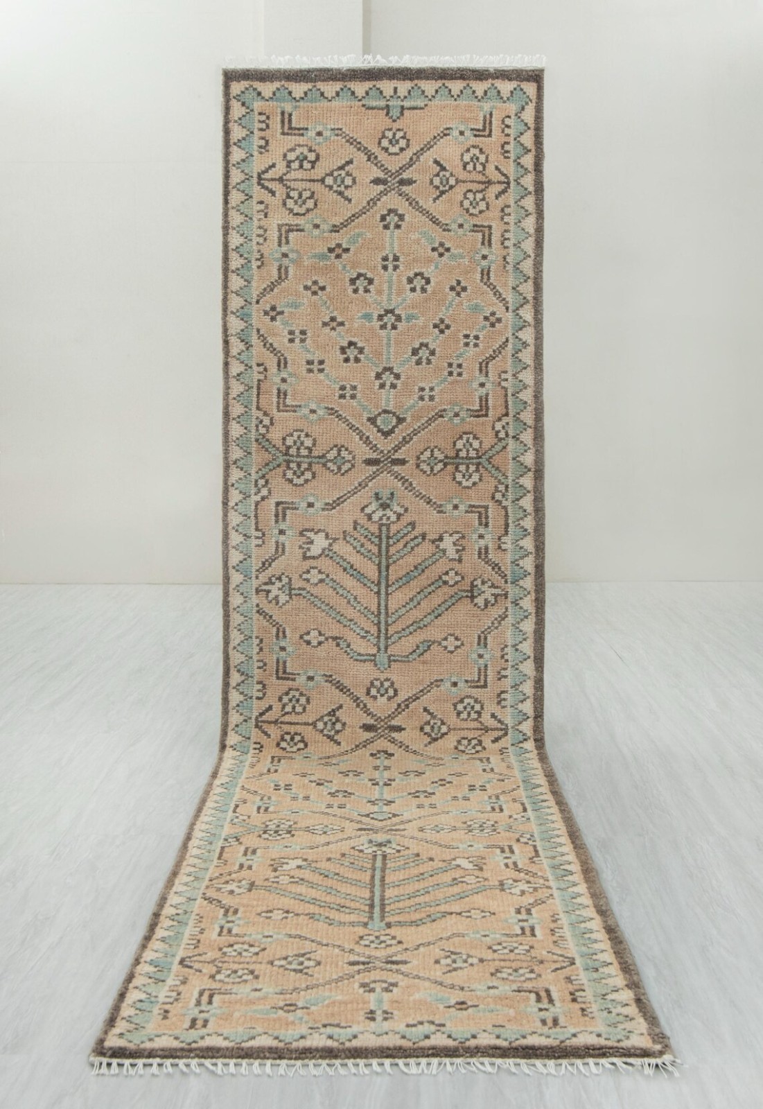 Light Gold Beige Stair Runner, Hand-Knotted Thick Wool Hallway Rug, Customizable