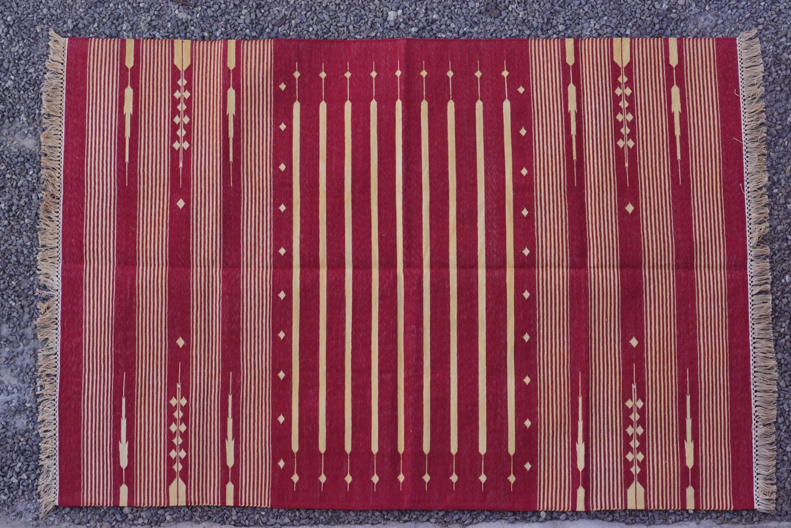 Rugmoda Cotton Rust Silver Geometric Lattice 4×6 Living Room Area Rug