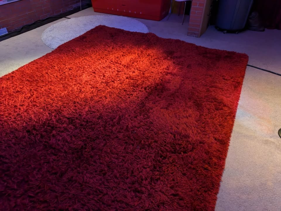 Handmade Shag Rug Red Vintage 60s 70s RETRO Mid Century 9′ x 12′