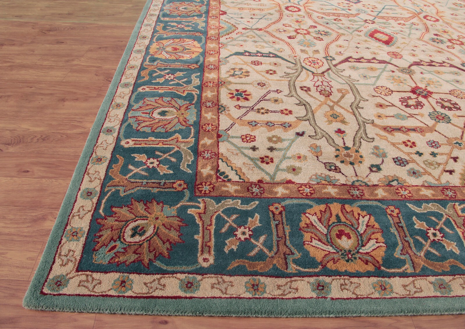 Eva Oriental Blue & Beige Oushak HandTufted 100% Wool Soft Area Rug Carpet