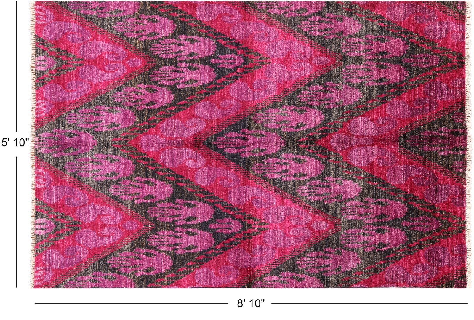 5′ 10″ X 8′ 10″ Ikat Hand Knotted Wool Area Rug – P6425