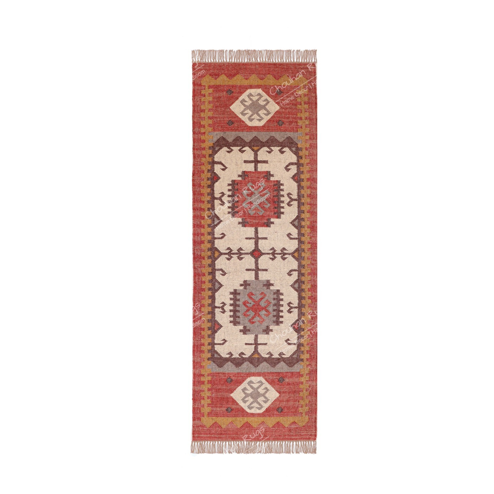 Wool Jute Traditional Kilim Rug, Indian Vintage Runner Rug Turkish Kilim Rugs