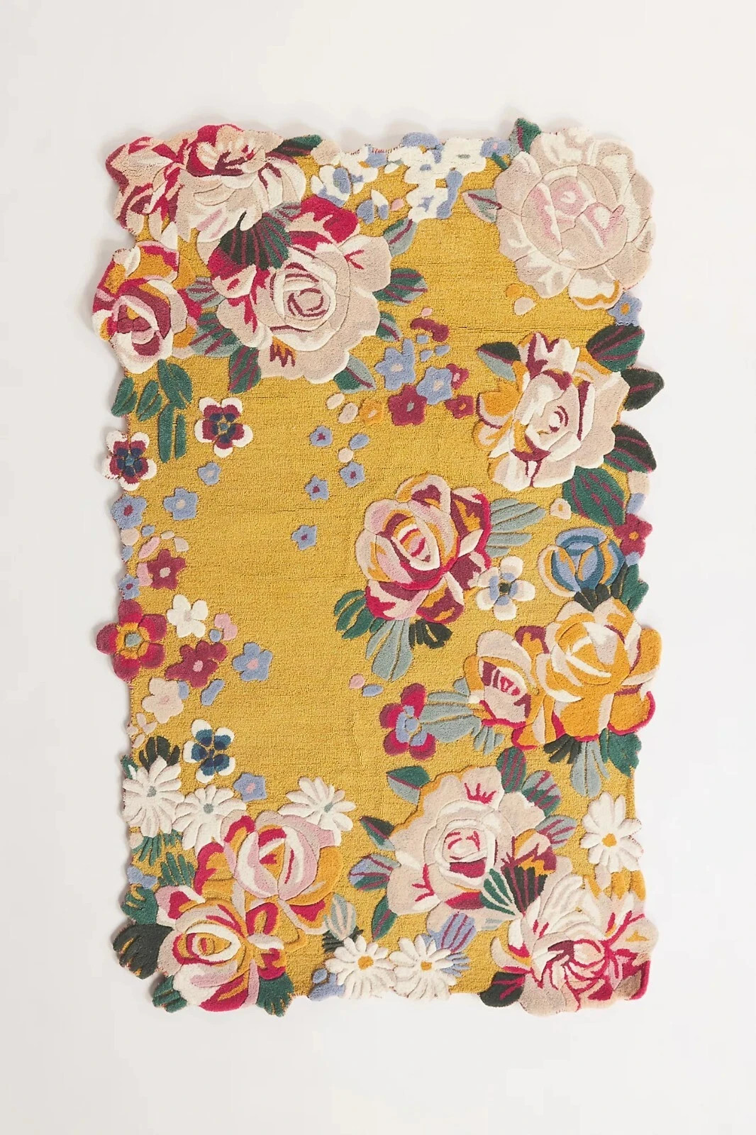 Araceli Floral Gold Modern Hand-Tufted 100% Wool Area Rug Handmade Carpet