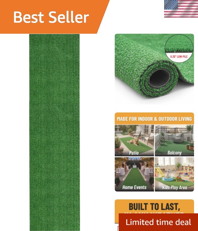 Waterproof 2’7″ x 10′ Outdoor Artificial Grass Runner Rug – Easy-Clean
