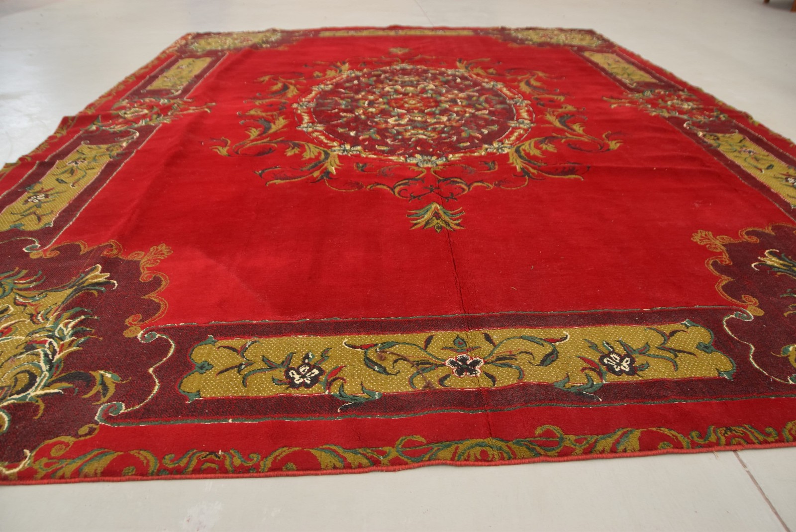 Rug, 9×12,3 ft Vintage Rug, Red Oriental Rug Wool