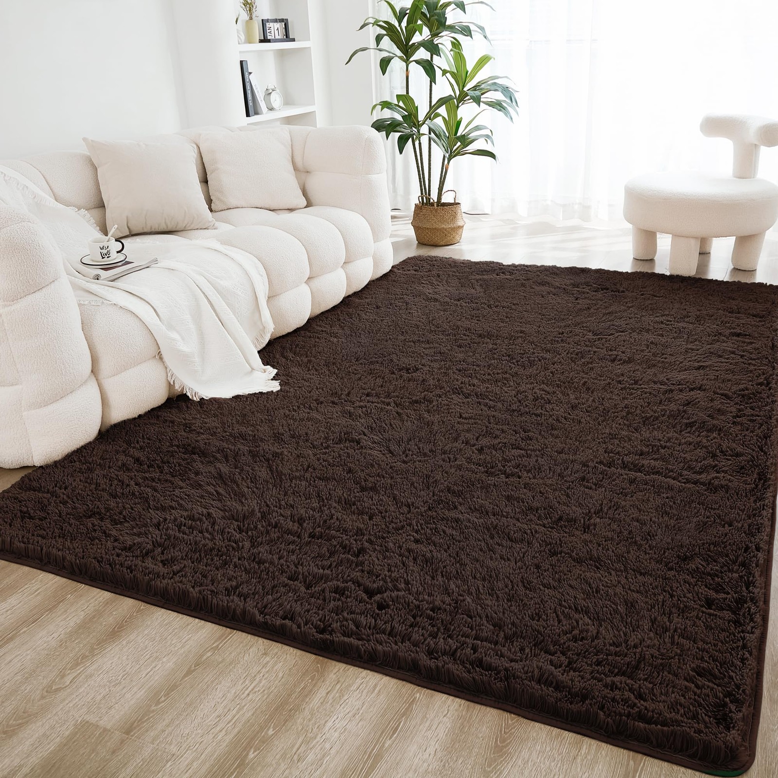 Litanika 3×5 Shag Area Rug Brown Plush