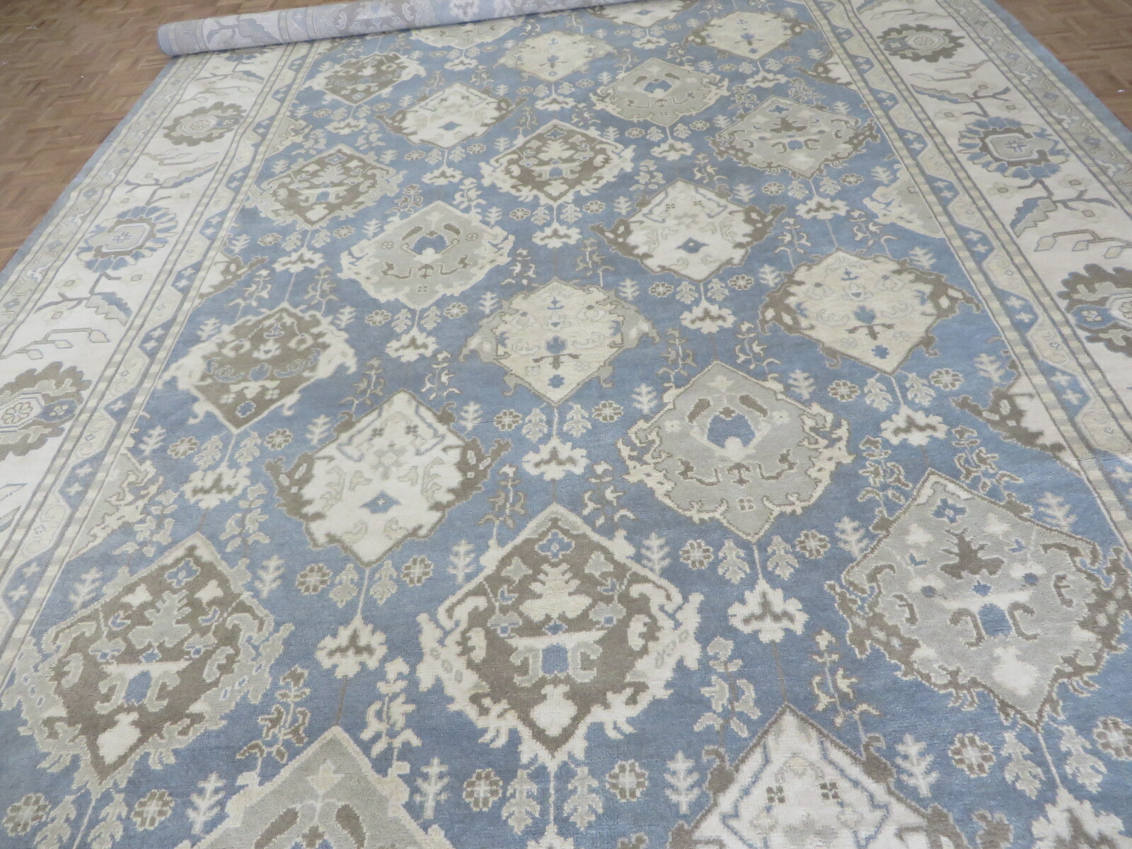 12 x 19’10 Hand Knotted Denim Blue Oushak Oriental Rug G10781