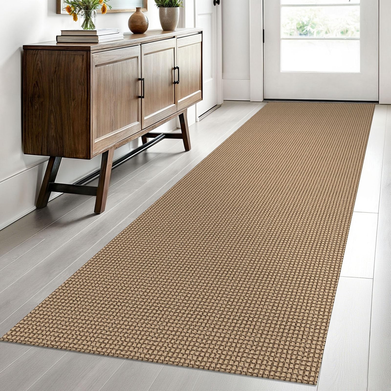 EARTHALL Woven Runner Rug 2.6×8 Ft Washable Runners for Hallways Wide Non Sli