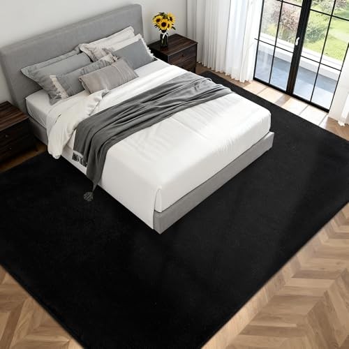 Large Area Rugs for Bedroom Living Room – Ultra Soft Rug 5×8 Feet Black
