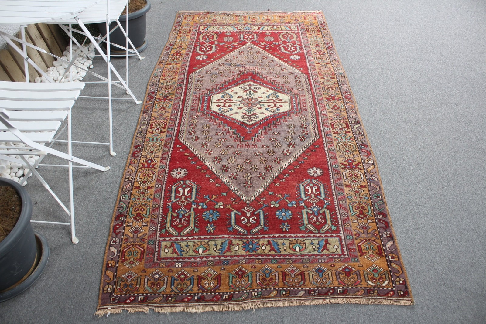 3,8×7,9 ft Rug, Turkish Rug, Vintage Red Wool Oriental Rug