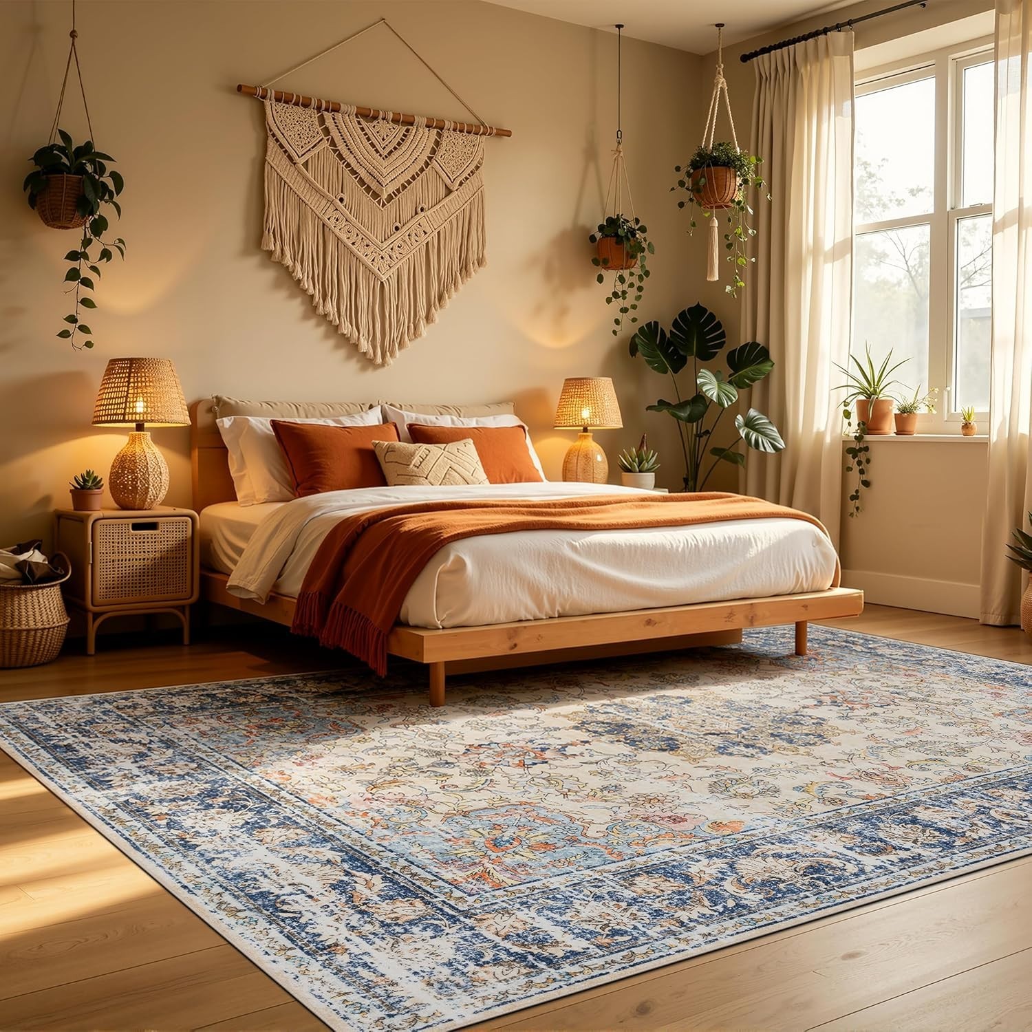 Versatile 8′ x 10′ Area Rug: Stain & Fade Resistant for Kids & Pets – Navy Brown