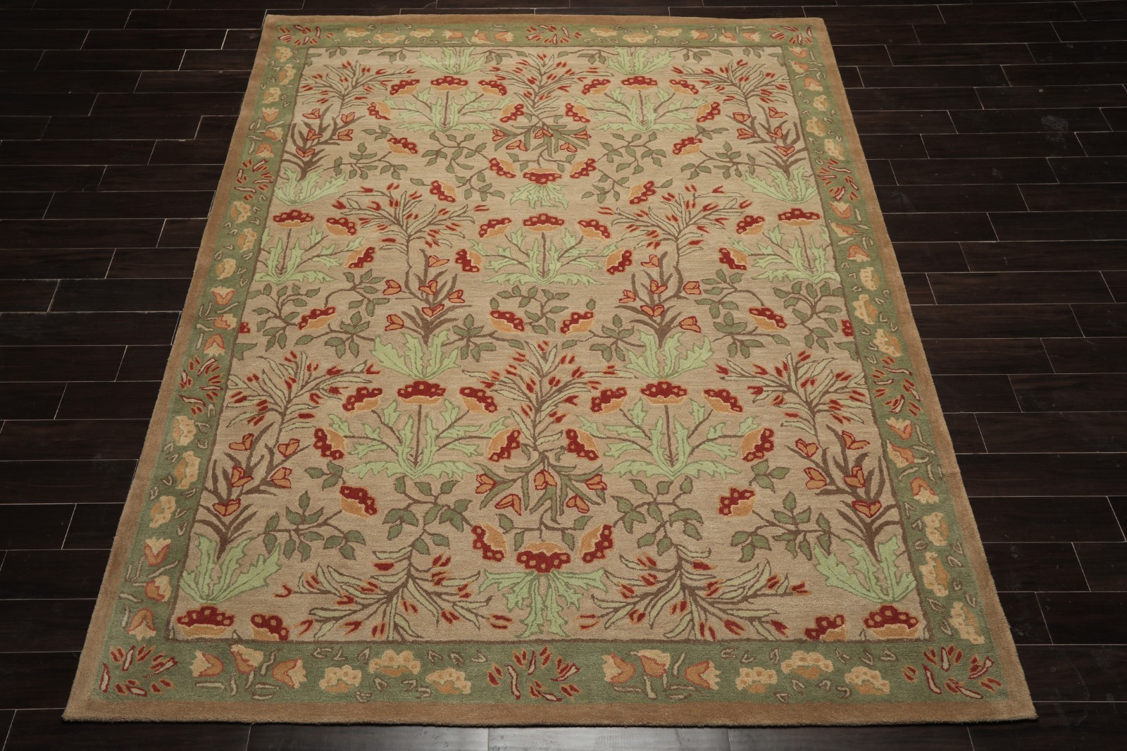Multi Size Handmade Transitional Wool Botanical Floral Area Rug Beige
