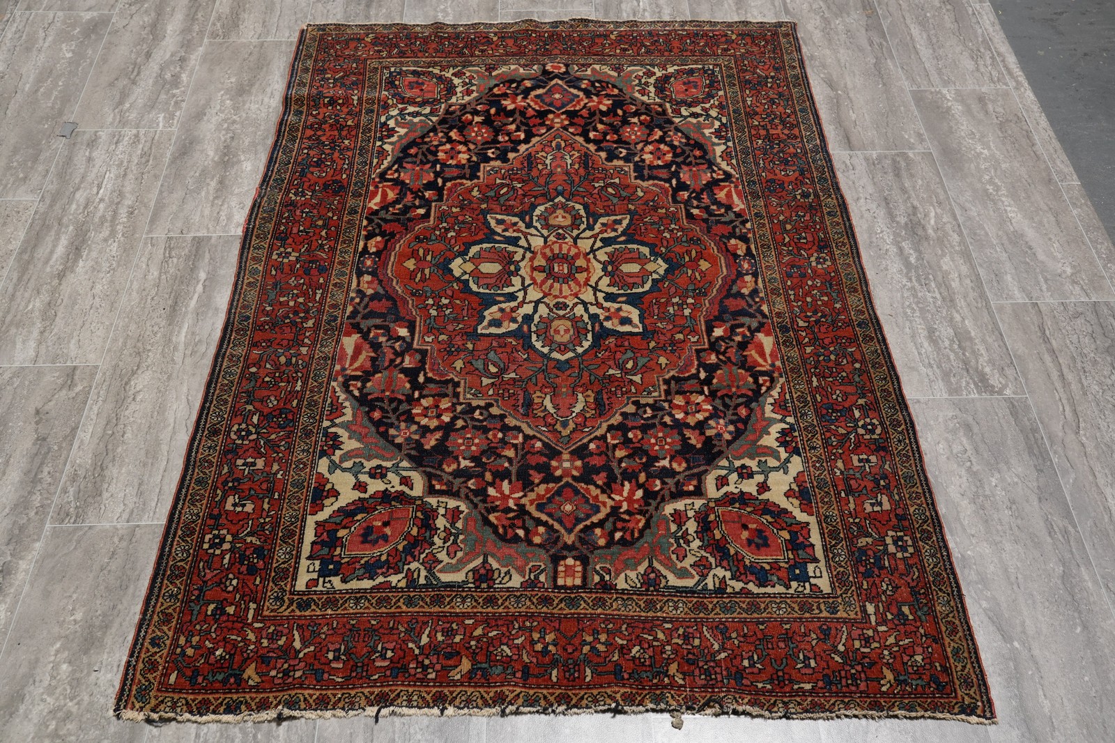 3.6 x 5 Antique Perrsian Sarouuk Feraghaan Rug 1930’s #F-4512