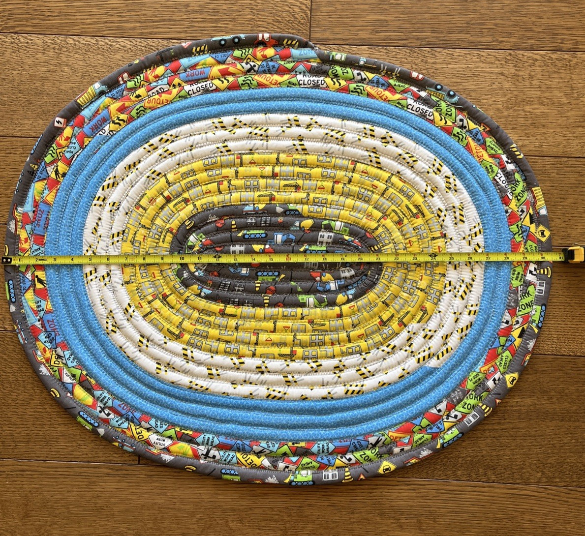 Jelly Roll Rug Handmade Sewn Washable Reversible Rug Truck Kids Construction