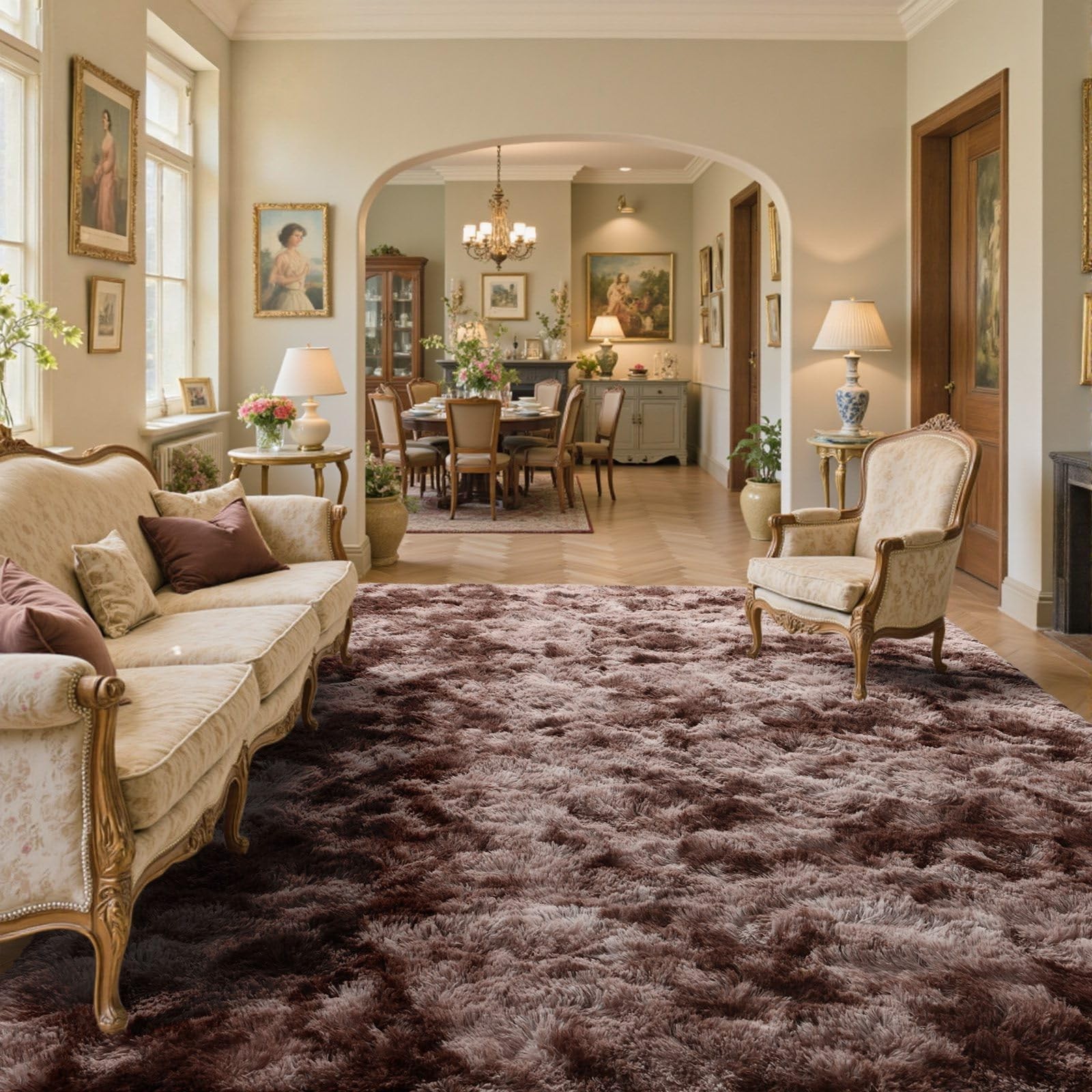 LòUtiroot Home 8X10 Area Rugs For Living Room Brown Fluffy Fur Bedroom